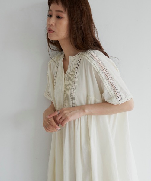 Libra Cue(リブラ キュー)の「梯子レースリラックスボリュームワンピース(ワンピース・レディース・ホワイト/ブラック/ネイビー・FREE)」の12枚目の写真