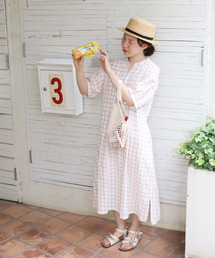 PAR ICI | 先染めコード入りチェックワンピース(ワンピース)