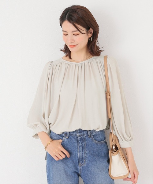 Simplicite（サンプリシテ）の「ウシロボタンギャザーブラウス（シャツ/ブラウス・レディース・サックスブルー/ベージュ・FREE）」の2枚目の写真