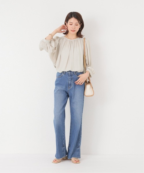 Simplicite（サンプリシテ）の「ウシロボタンギャザーブラウス（シャツ/ブラウス・レディース・サックスブルー/ベージュ・FREE）」の3枚目の写真