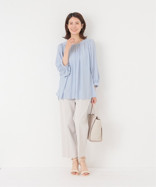 Simplicite（サンプリシテ）の「ウシロボタンギャザーブラウス（シャツ/ブラウス・レディース・サックスブルー/ベージュ・FREE）」の5枚目の写真