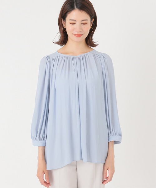Simplicite（サンプリシテ）の「ウシロボタンギャザーブラウス（シャツ/ブラウス・レディース・サックスブルー/ベージュ・FREE）」の7枚目の写真