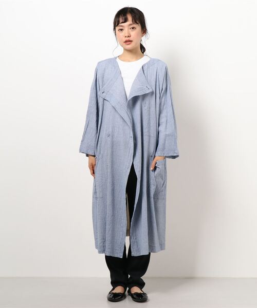 Plantation（プランテーション）の「ラックスcrepe / コート / L-line（チェスターコート・レディース・ベージュ/ネイビー/その他3・02）」の3枚目の写真