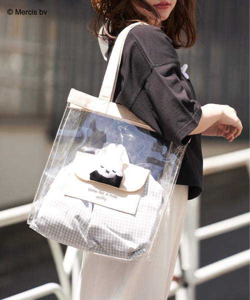 Miffy（ ミッフィー）の「miffyフラップポケット付トート（トートバッグ・レディース・ブラック/オフホワイト・FREE）」の7枚目の写真