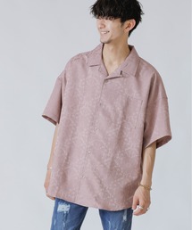 Beno | ダマスク柄 サテンジャガード ドルマンワイドシルエット オープンカラーシャツ(シャツ/ブラウス)