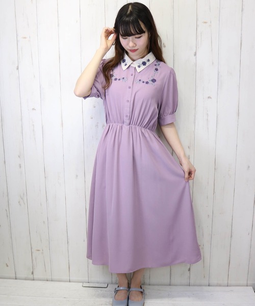 Hamble by Par Avion（ハンブルバイパラビオン）の「刺繍ワンピース（ワンピース・レディース・ラベンダー/アイボリー・ONESIZE）」の2枚目の写真