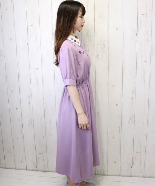 Hamble by Par Avion（ハンブルバイパラビオン）の「刺繍ワンピース（ワンピース・レディース・ラベンダー/アイボリー・ONESIZE）」の7枚目の写真