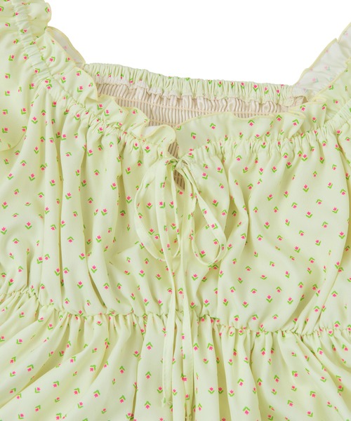 PUNYUS（プニュズ）の「小花柄スクエアネックワンピース（ワンピース・レディース・ブラック/グリーン/ライトイエロー/ライトピンク・1/2/4/3）」の10枚目の写真