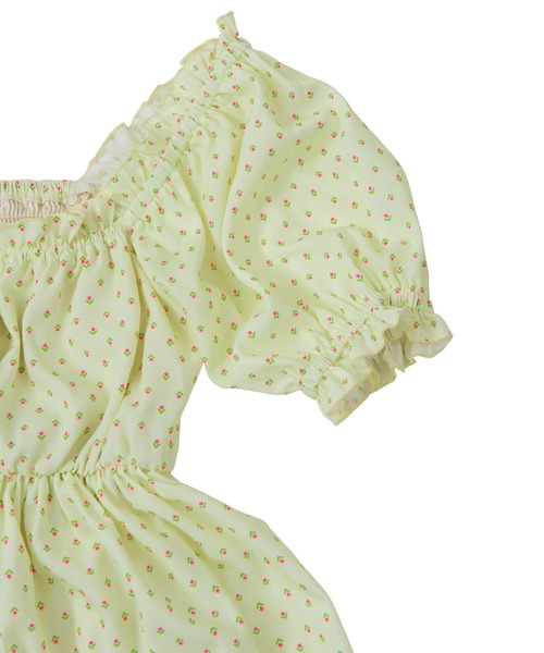 PUNYUS（プニュズ）の「小花柄スクエアネックワンピース（ワンピース・レディース・ブラック/グリーン/ライトイエロー/ライトピンク・1/2/4/3）」の18枚目の写真