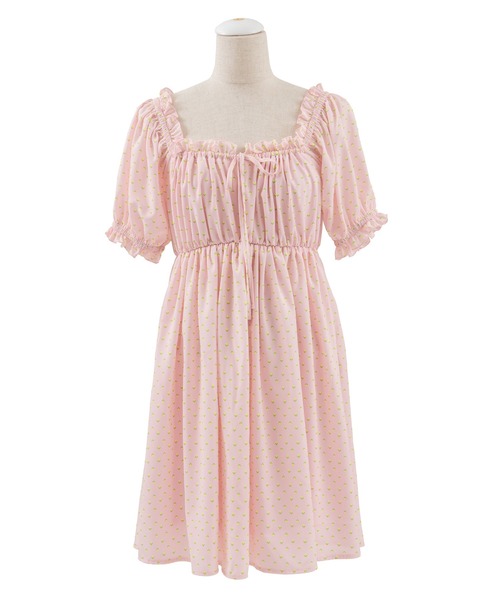 PUNYUS（プニュズ）の「小花柄スクエアネックワンピース（ワンピース・レディース・ブラック/グリーン/ライトイエロー/ライトピンク・1/2/4/3）」の11枚目の写真