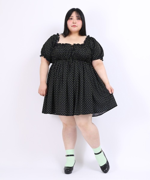 PUNYUS（プニュズ）の「小花柄スクエアネックワンピース（ワンピース・レディース・ブラック/グリーン/ライトイエロー/ライトピンク・1/2/4/3）」の22枚目の写真