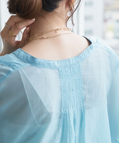 DISCOAT（ディスコート）の「シアーバンドカラーシャツ（シャツ/ブラウス・レディース・ホワイト系その他/サックスブルー/ピンクベージュ・FREE）」の18枚目の写真