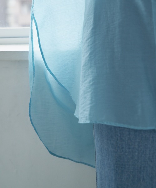 DISCOAT（ディスコート）の「シアーバンドカラーシャツ（シャツ/ブラウス・レディース・ホワイト系その他/サックスブルー/ピンクベージュ・FREE）」の19枚目の写真