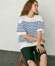 PUAL CE CIN | 【サステナブル】シルケットボーダーチュニック(Tシャツ/カットソー)