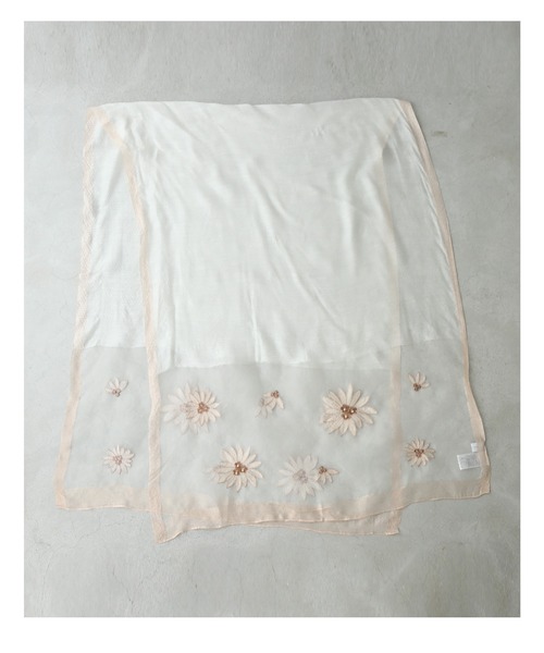パール艶めく花刺繍のシアーストール（ストール/ショール）｜CAWAII