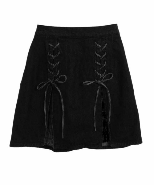 Candy Stripper（キャンディストリッパー）の「LACE UP SLIT PATTERN スカート（スカート・レディース・インディゴブルー/ブラック・2）」の2枚目の写真