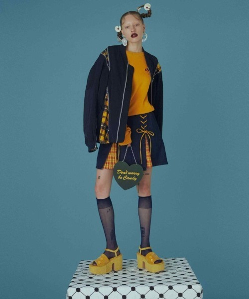 Candy Stripper（キャンディストリッパー）の「LACE UP SLIT PATTERN スカート（スカート・レディース・インディゴブルー/ブラック・2）」の6枚目の写真