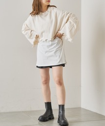 Chico | 短丈ダメージスウェット+ロンTセット(Tシャツ/カットソー)