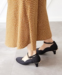 ヒールリボンフラワーカットパンプス<ふわさら>(204-42717)JELLY BEANS(ジェリービーンズ)