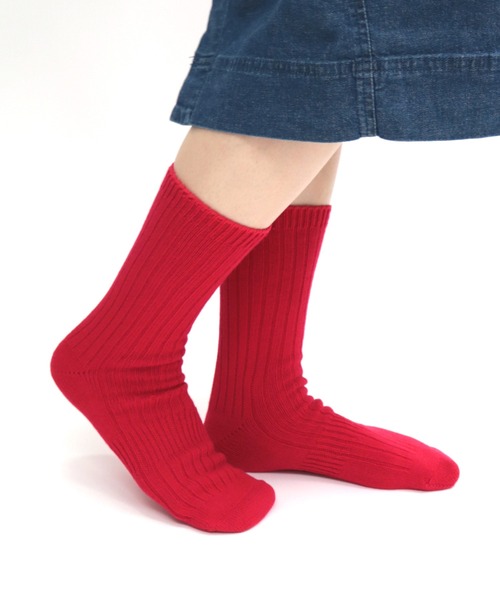 TAWARA（タワラ）の「メリノウールミックスリブクルーソックス（ソックス/靴下・レディース・ピンク/グリーン/レッド/マスタード/ネイビー/ターコイズブルー/オレンジ/杢グレー/ブラック・M/S）」の8枚目の写真