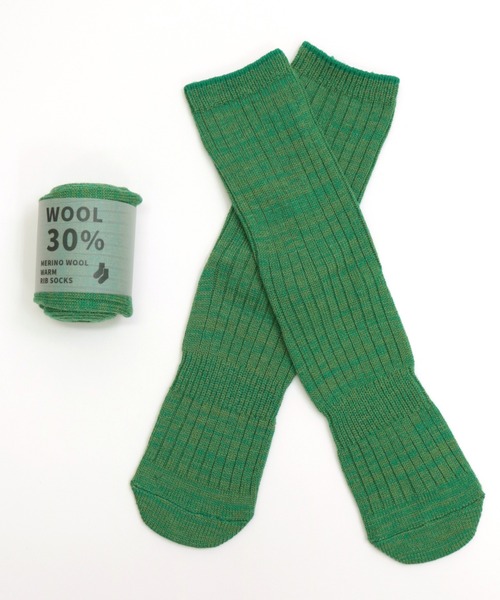 TAWARA（タワラ）の「メリノウールミックスリブクルーソックス（ソックス/靴下・レディース・ピンク/グリーン/レッド/マスタード/ネイビー/ターコイズブルー/オレンジ/杢グレー/ブラック・M/S）」の16枚目の写真