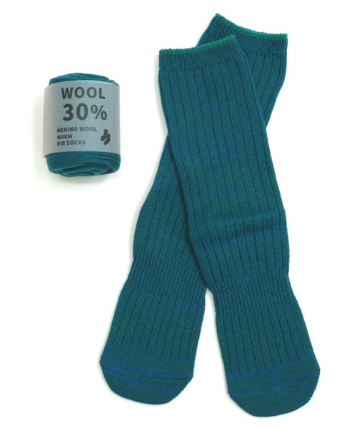 TAWARA（タワラ）の「メリノウールミックスリブクルーソックス（ソックス/靴下・レディース・ピンク/グリーン/レッド/マスタード/ネイビー/ターコイズブルー/オレンジ/杢グレー/ブラック・M/S）」の15枚目の写真