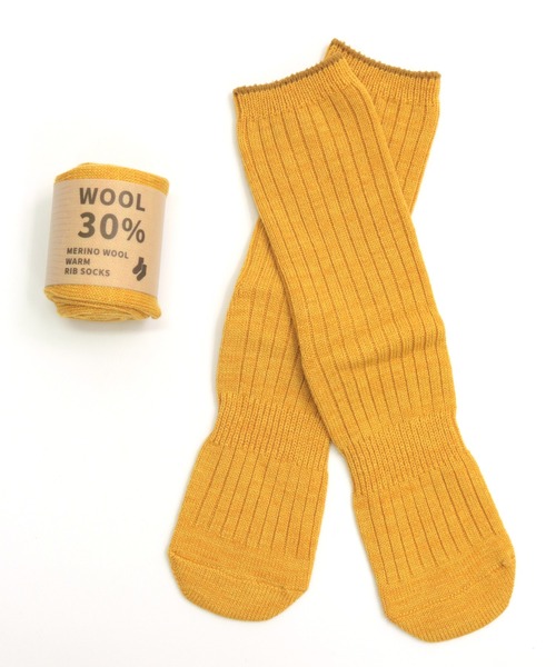 TAWARA（タワラ）の「メリノウールミックスリブクルーソックス（ソックス/靴下・レディース・ピンク/グリーン/レッド/マスタード/ネイビー/ターコイズブルー/オレンジ/杢グレー/ブラック・M/S）」の13枚目の写真