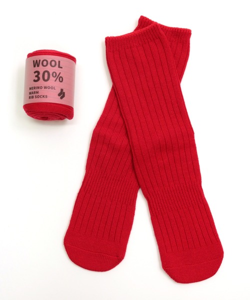 TAWARA（タワラ）の「メリノウールミックスリブクルーソックス（ソックス/靴下・レディース・ピンク/グリーン/レッド/マスタード/ネイビー/ターコイズブルー/オレンジ/杢グレー/ブラック・M/S）」の12枚目の写真