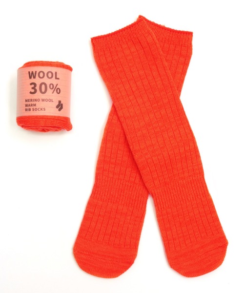TAWARA（タワラ）の「メリノウールミックスリブクルーソックス（ソックス/靴下・レディース・ピンク/グリーン/レッド/マスタード/ネイビー/ターコイズブルー/オレンジ/杢グレー/ブラック・M/S）」の11枚目の写真