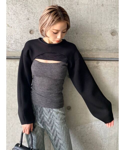 EMODA（エモダ）の「クロップカバートップ（Tシャツ/カットソー・レディース・ブラック/カーキ/ブラウン・FREE）」の13枚目の写真