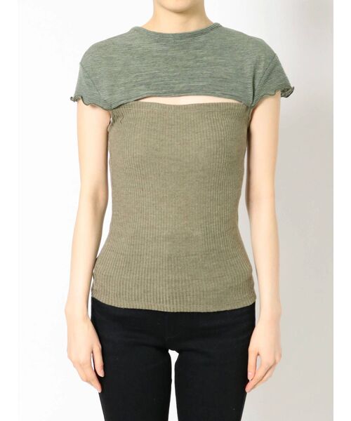 EMODA（エモダ）の「クロップカバートップ（Tシャツ/カットソー・レディース・ブラック/カーキ/ブラウン・FREE）」の16枚目の写真