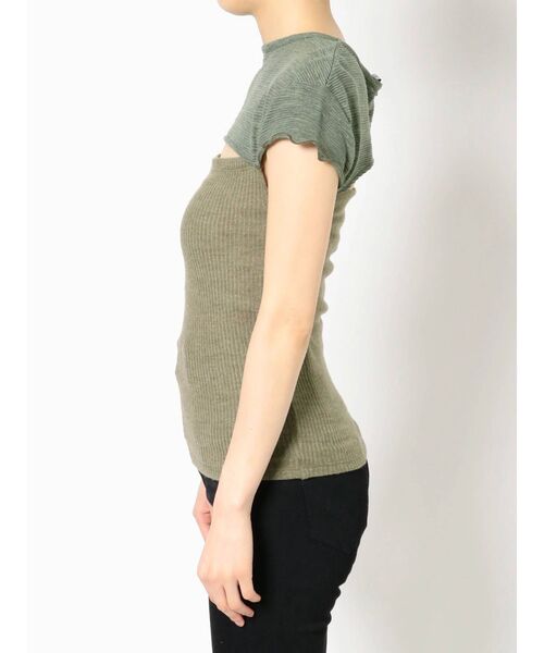 EMODA（エモダ）の「クロップカバートップ（Tシャツ/カットソー・レディース・ブラック/カーキ/ブラウン・FREE）」の17枚目の写真