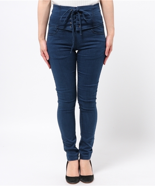 WEGO（ウィゴー）の「WEGO/レースアップハイウエストスキニーパンツ（デニムパンツ・レディース・インディゴブルー/ダークインディゴブルー/ライトインディゴブルー・MEDIUM/LARGE）」の12枚目の写真