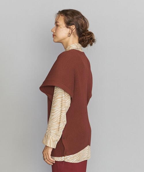 BEAUTY&YOUTH UNITED ARROWS(ビューティーアンドユースユナイテッドアローズ)の「BY リブニットベスト -2WAY/ウォッシャブル-(ベスト・レディース・ダークブラウン/オフホワイト/オレンジ系その他・FREE)」の4枚目の写真
