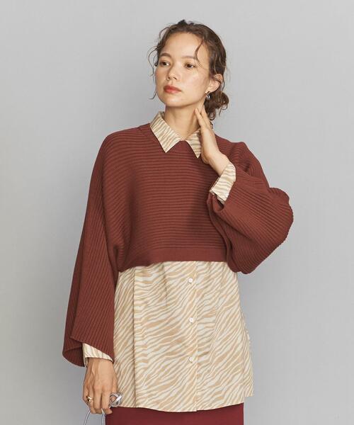BEAUTY&YOUTH UNITED ARROWS(ビューティーアンドユースユナイテッドアローズ)の「BY リブニットベスト -2WAY/ウォッシャブル-(ベスト・レディース・ダークブラウン/オフホワイト/オレンジ系その他・FREE)」の5枚目の写真