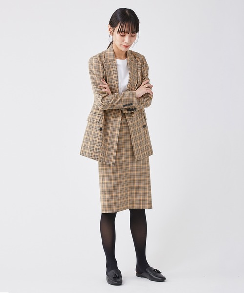 KASHIYAMA（カシヤマ）の「＜ウォッシャブル＞ウルコ チェックダブルジャケット（テーラードジャケット・レディース・ブラウン系その他/ベージュ系その他・マルチサイズ）」の5枚目の写真