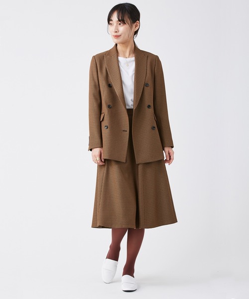 KASHIYAMA（カシヤマ）の「＜ウォッシャブル＞ウルコ チェックダブルジャケット（テーラードジャケット・レディース・ブラウン系その他/ベージュ系その他・マルチサイズ）」の3枚目の写真