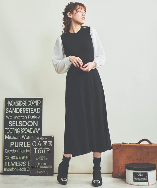 NOELA（ノエラ）の「ドッキングリブニットワンピース（ワンピース・レディース・ブラウン/ブラック/オレンジ・フリー）」の4枚目の写真