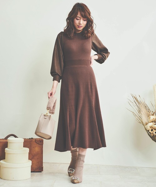 NOELA（ノエラ）の「ドッキングリブニットワンピース（ワンピース・レディース・ブラウン/ブラック/オレンジ・フリー）」の11枚目の写真