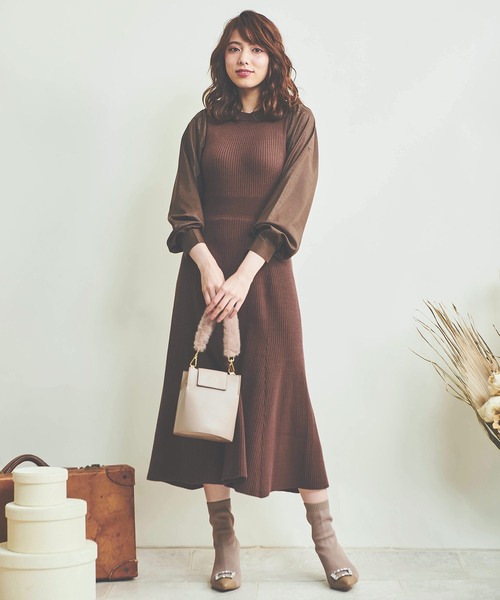 NOELA（ノエラ）の「ドッキングリブニットワンピース（ワンピース・レディース・ブラウン/ブラック/オレンジ・フリー）」の12枚目の写真