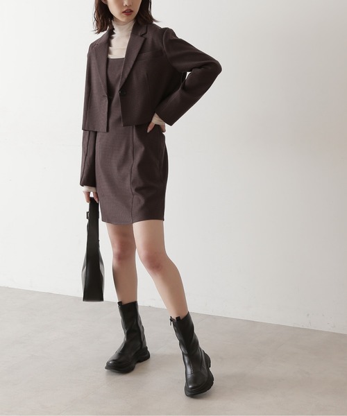 FREE'S MART(フリーズマート)の「◆チェック柄短丈コンパクトジャケット(テーラードジャケット・レディース・ブラック系その他/ブラウン系その他・FREE)」の3枚目の写真