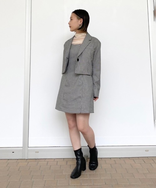 FREE'S MART(フリーズマート)の「◆チェック柄短丈コンパクトジャケット(テーラードジャケット・レディース・ブラック系その他/ブラウン系その他・FREE)」の14枚目の写真