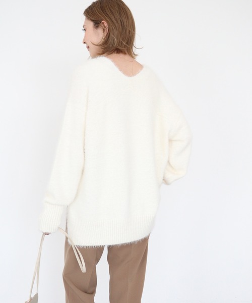 AMERICAN HOLIC（アメリカンホリック）の「Vネックシャギーニットプルオーバー（ニット/セーター・レディース・ライトグレー/アイボリー/ミント/モカ・M/L）」の11枚目の写真