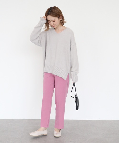 AMERICAN HOLIC（アメリカンホリック）の「Vネックシャギーニットプルオーバー（ニット/セーター・レディース・ライトグレー/アイボリー/ミント/モカ・M/L）」の10枚目の写真