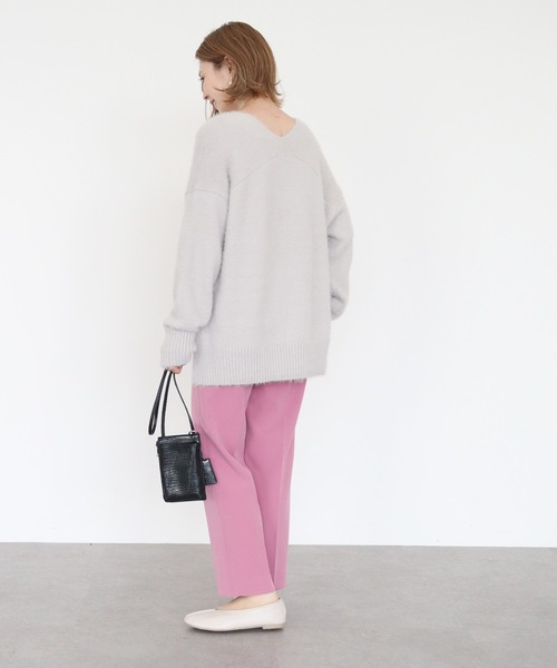 AMERICAN HOLIC（アメリカンホリック）の「Vネックシャギーニットプルオーバー（ニット/セーター・レディース・ライトグレー/アイボリー/ミント/モカ・M/L）」の6枚目の写真