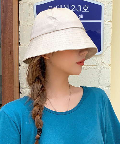 c.u.l（シーユーエル）の「【c.u.l】ツイルコットンベーシックバケットハット cula283（ハット・レディース・ブルー/ブラック/ホワイト・FREE）」の6枚目の写真