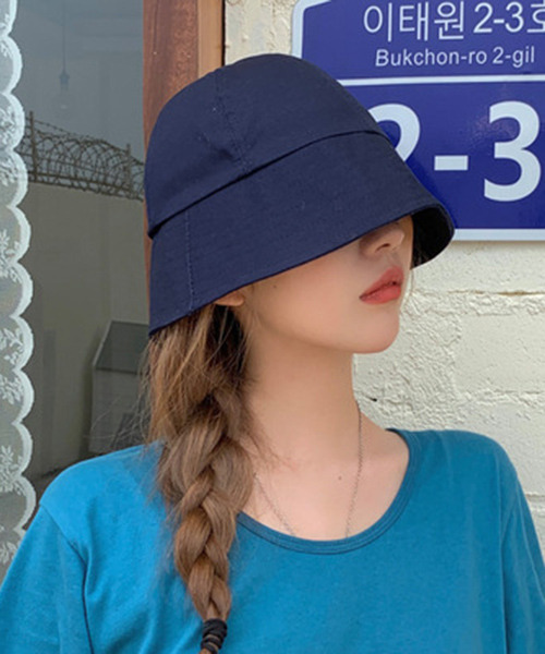 c.u.l（シーユーエル）の「【c.u.l】ツイルコットンベーシックバケットハット cula283（ハット・レディース・ブルー/ブラック/ホワイト・FREE）」の19枚目の写真