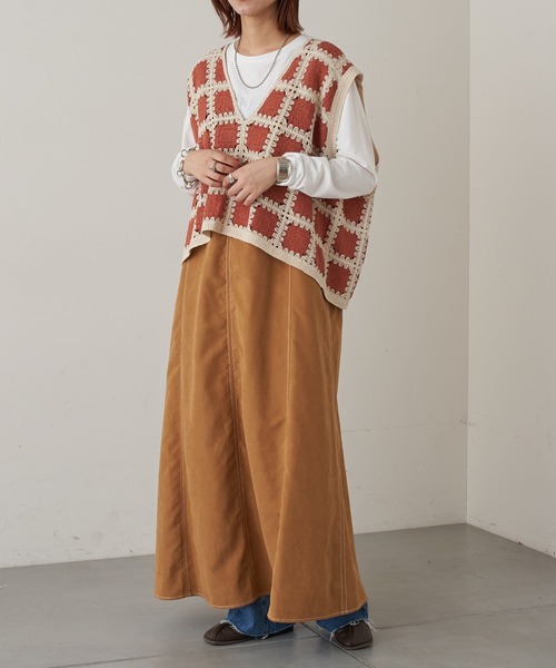 CIAOPANIC TYPY（チャオパニックティピー）の「モチーフレース編みベスト（ベスト・レディース・アイボリー/レッド/ベージュ・ONE SIZE）」の3枚目の写真