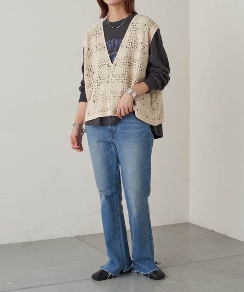 CIAOPANIC TYPY（チャオパニックティピー）の「モチーフレース編みベスト（ベスト・レディース・アイボリー/レッド/ベージュ・ONE SIZE）」の11枚目の写真