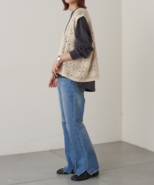 CIAOPANIC TYPY（チャオパニックティピー）の「モチーフレース編みベスト（ベスト・レディース・アイボリー/レッド/ベージュ・ONE SIZE）」の12枚目の写真